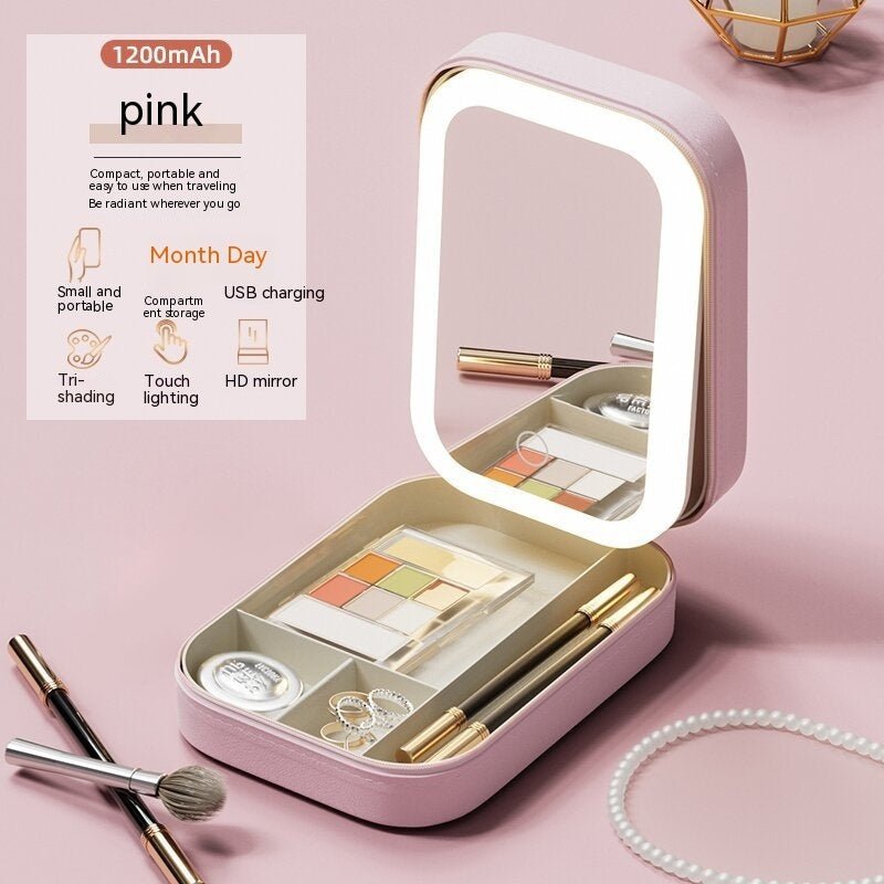 Mirror Portable Makeup Cosmetics Storage Box
